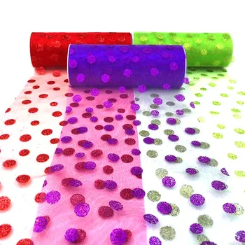 

6" X100YDS Color Wedding Bridal Party Pro Decorative Tutu Craft Spotted Tulle Wedding Decoration Tulle Roll Home Use Windows