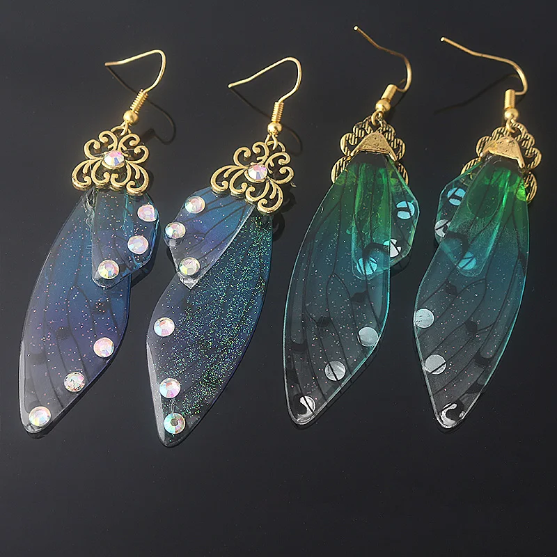 Butterfly Wing Earrings Colorful Unique Fairy Wing Drop Earrings Fashion Insect Jewelry For Women Girls Jewelry Gifts