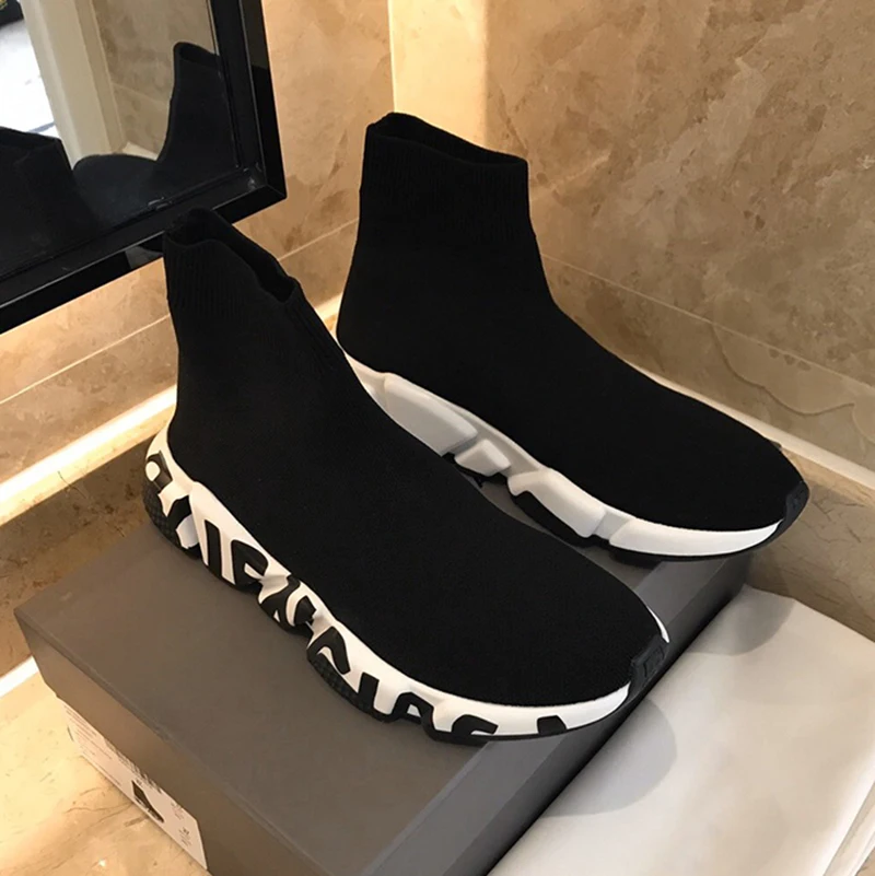 Брендовая дизайнерская женская обувь для бега парижские вязаные кроссовки носки