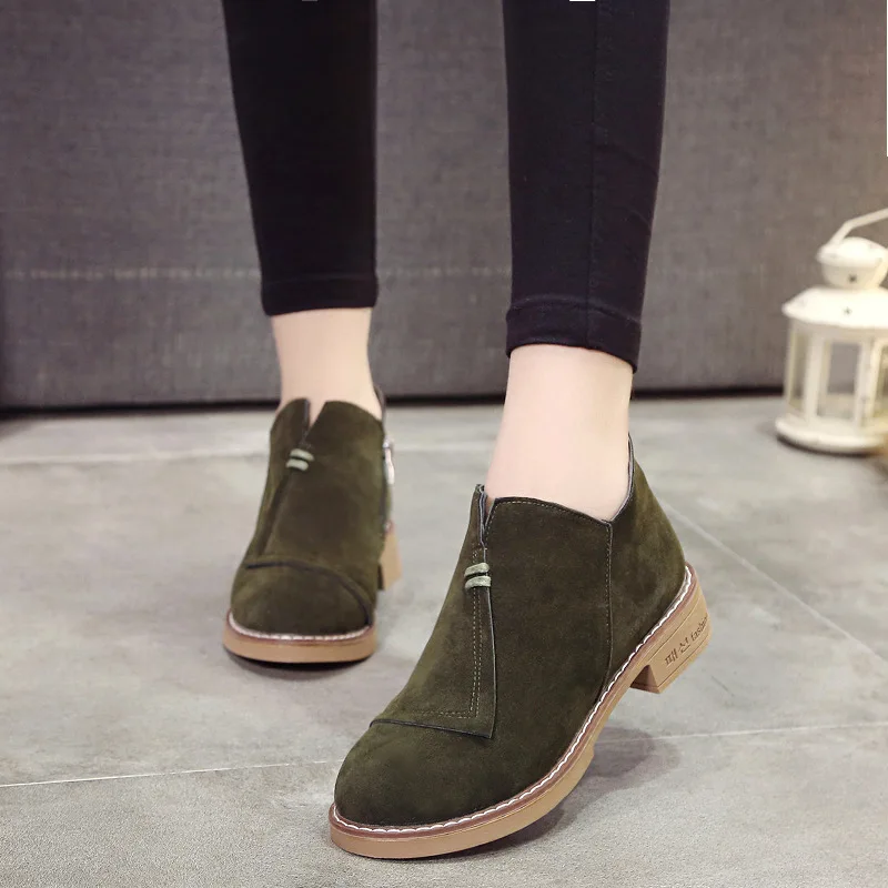 

Square Toe Flock Retro Women Ankle Boots Low Solid Sewing Platform Vintage Chelsea Boots Square Heel Zip Casual Big Size Shoes