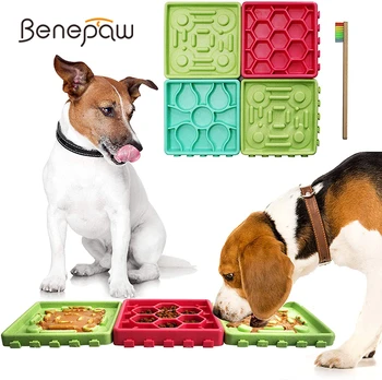 

Benepaw 4 in 1 Dog Lick Pad Set Slow Feeder Bowl Mat Dispensing Treat Suctions to Wall for Pet Bathing Grooming Distraction