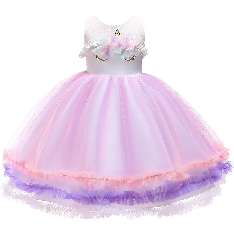 Kids Unicorn Dress Girls Lolita Dresses Princess Wedding Dress Ball Gown Tutu Halloween Chrismas Birthday Party Costumes