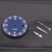 Части часов 31 мм Мужские часы стерильный синий циферблат и стрелки комбинация lumin fit Miyota 8215/821A, ETA 2824/2836 автоматический механизм