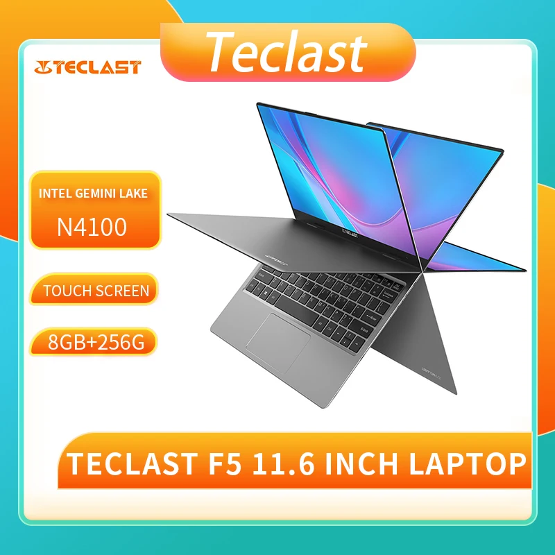 Teclast F5 portátil de 11,6 Pantalla táctil Win10 8GB RAM 256GB SSD Intel lago Géminis N4100 4 Core 360 giratorio 1920*1080 Notebook PC