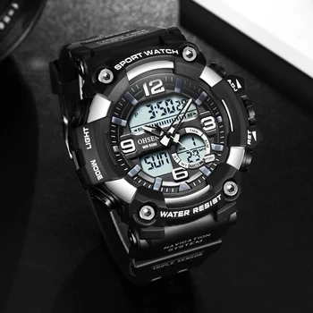 

Fashion Men Quartz Sports Watches Stopwatch Man Waterproof LED Digital Watch Black Military Silicone Clock Relogio Masculino