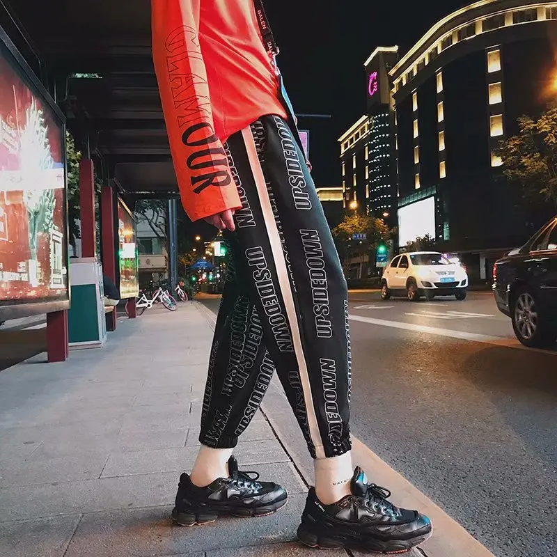Новое поступление Harajuku японский стиль с буквенным принтом модные мужские брюки для бега хип хоп Осенние повседневные мужские шаровары