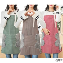 Кухонный бытовой для приготовления пищи водонепроницаемый маслостойкий женский фартук в полоску без рукавов Регулируемый стираемый ручной Водонепроницаемый Фартук
