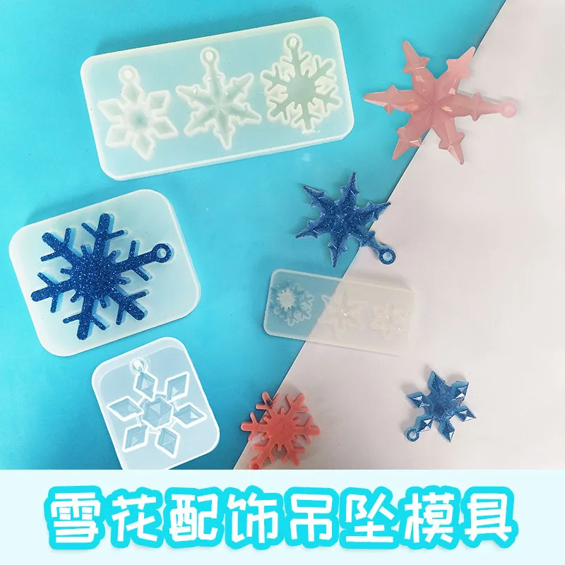 DIY Crystal Drop Glue Snowflake Silicone Mold Necklace Pendant Handmade Jewelry Resin Mirror Mold For Jewelry 2pcs 6 cavity christmas snowflake silicone cake soap mold diy handmade pudding chocolate mold kitchen baking tools