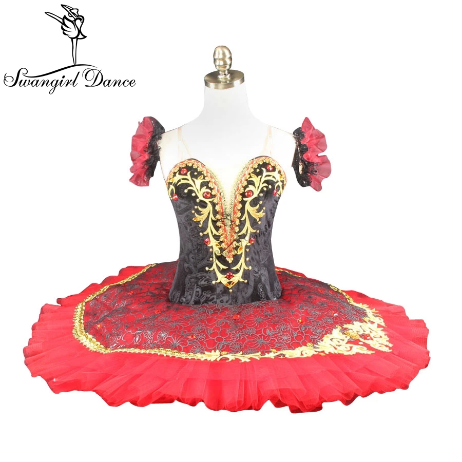 Women high quality red black don Quixote ballet tutu with velvet bodice professional classical ballet tutu for girls BT9069