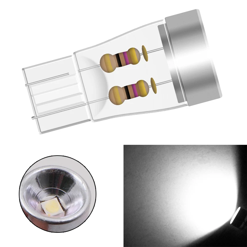 2PCS T10 W5W LED Super Bright with Projector Lens White Bulb License Plate Light Lamp Signal Light DC 12V Car Styling