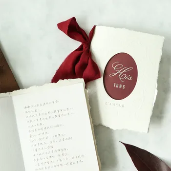 

Wedding Vow Books with Ribbon Single-Page Shabby Chic Wedding Vow Card Booklet Vintage Keepsake Gift Vow Renewal