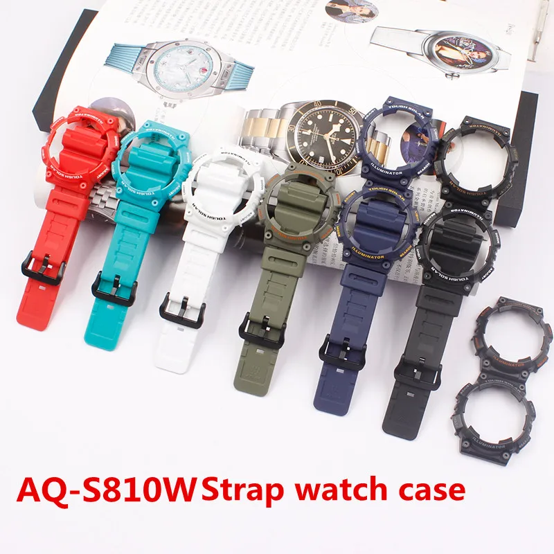 

Watch Accessories Applicable for Casio Watch Case Strap AQ-S810W AQ-S810 Resin Strap Men's Watch Strap