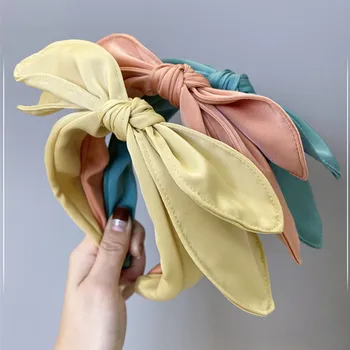 

Fashion headband cute hair accessories women's solid color candy color double bow tie headband hairbands girl hair band headwear