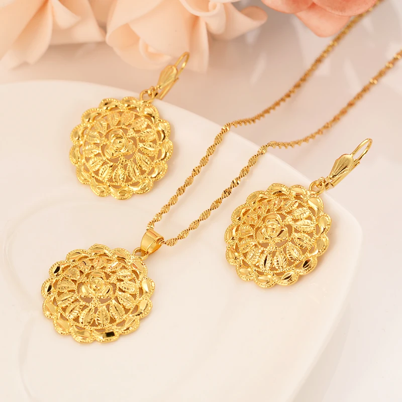 Gold dubai india flower African jewelry 