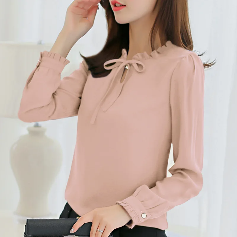 LOSSKY Autumn Women Shirt White Long Sleeve White Shirt Korean Women Clothes Streetwear Chiffon Blouse Elegant Women Blusa Tops