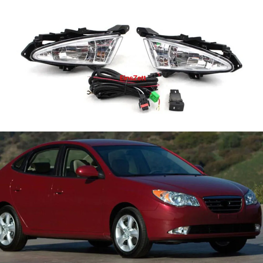 1set Car Fog Light Assembly For Hyundai ELANTRA/AVANTE 2007-2010 Front Bumper Lamp Halogen Bulb Daylight with Wiring Switch | Автомобили и