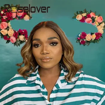 

4x4 Body Wave Highlight Lace Closure Human Hair Wig Honey Blonde Brown Pre Plucked Brazilian Remy Lace Closure Wigs For Women