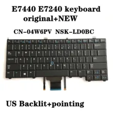100% novo original para dell latitude e7440 e7240 teclado do portátil NSK-LD0BC pk130vn1b05 com vara ponteiro backlight 4w6pv 04w6pv