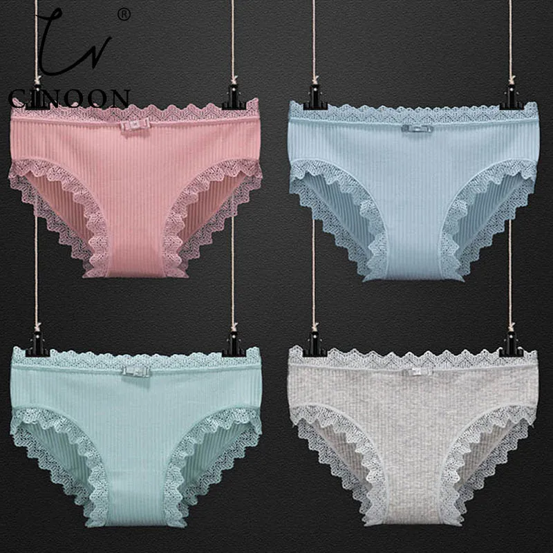 

CINOON 3pcs Sexy Lace Panties Women's Cotton Underwear Seamless Cute Bow Briefs Soft Comfort Lingerie Female Sexy Underpants