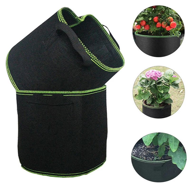 5 Packs Plant Grow Bags Growing Bags Non-woven Fabric Aeration Pots With Handles Root Container 1/2/3/5/7/10/15/20/25 Gallons