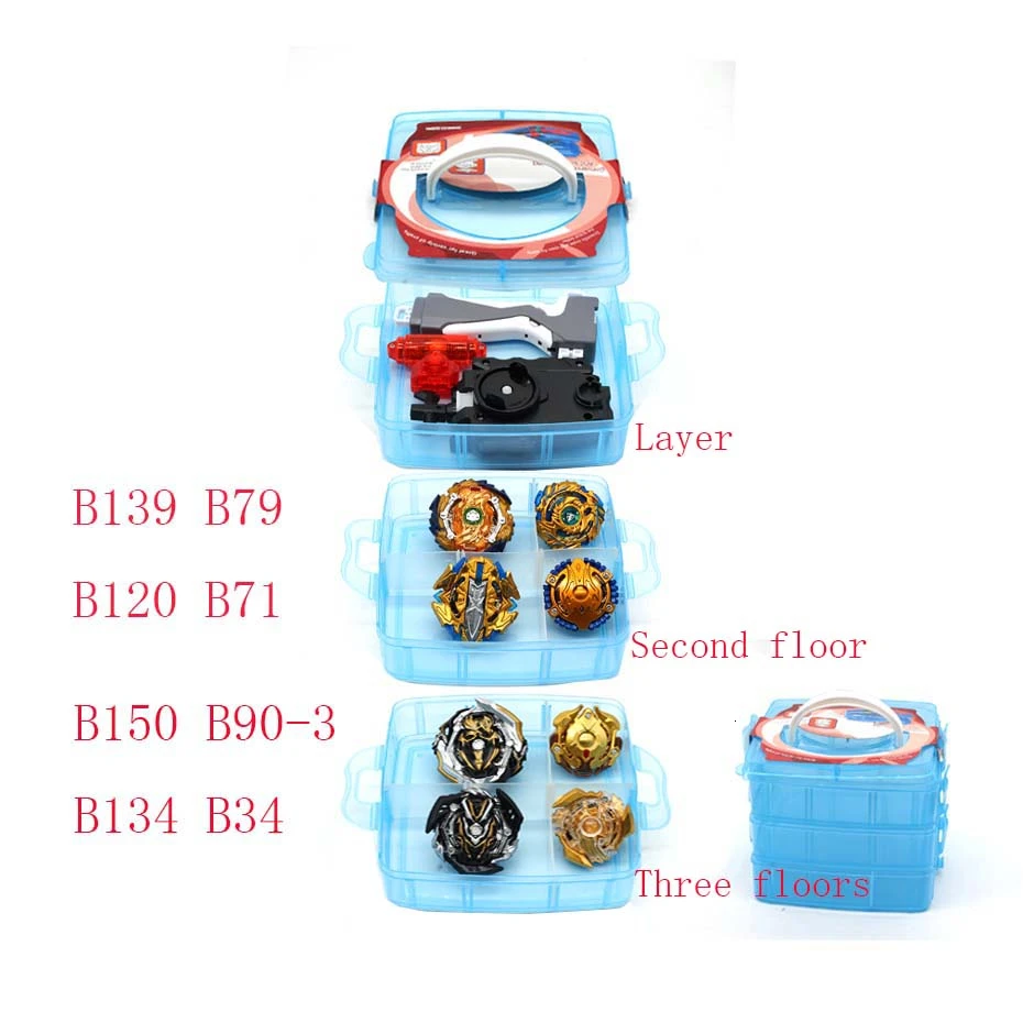 Топ Beyblade Burst Bey Blade игрушка из металла Funsion Bayblade набор коробка для хранения с ручкой пусковая пластиковая коробка игрушки для детей - Цвет: Серый
