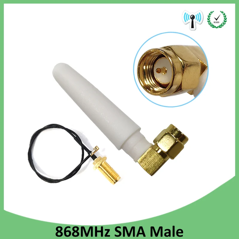 20 шт. антенна 868 МГц 915 2 дБи SMA разъем GSM + 21 см RP SMA/u.FL кабель косичка|Антенны для