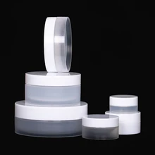 Pots vides en plastique pour cosmétiques, 20 pièces, Pots transparents avec couvercles, bouchon blanc, boîte à crème, conteneur en étain givré 3g 5g 10g 30g 50g 100g