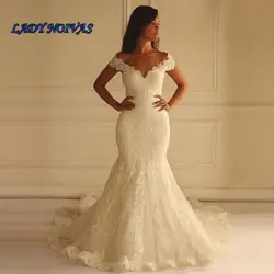 Vestidos De Novia с открытыми плечами с юбкой-годе свадебное платье Кружевное белое/свадебное платье цвета слоновой кости Robe De jource молния спина