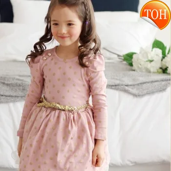 

Children Cotton Long Sleeve Dress Autumn Polka Dot Dress For Princess Party Clothing Winter Girls Lace Dress Kids Casual Wear