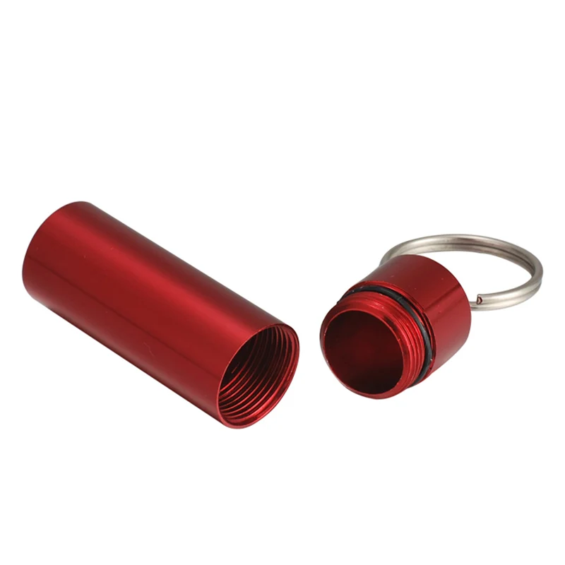 Waterproof Aluminum Pill Box Medicine Case Container Bottle Holder Keychain Carabiner Outdoor 4 Colors Bottles