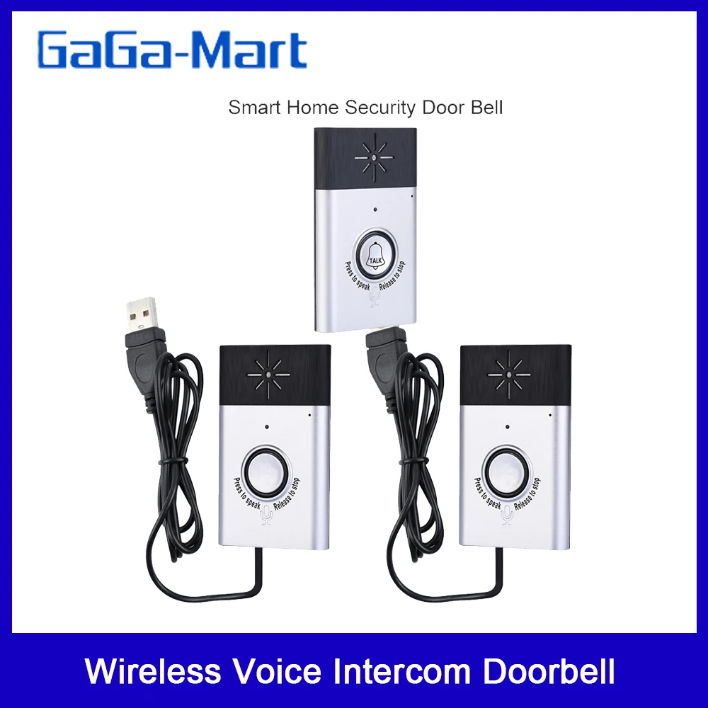 De voz inalámbrica intercomunicador timbre de 2 hablar Monitor w/1 * al aire libre unidad botón 2 * interior Unidad de recepción de seguridad para el Hogar Inteligente timbre