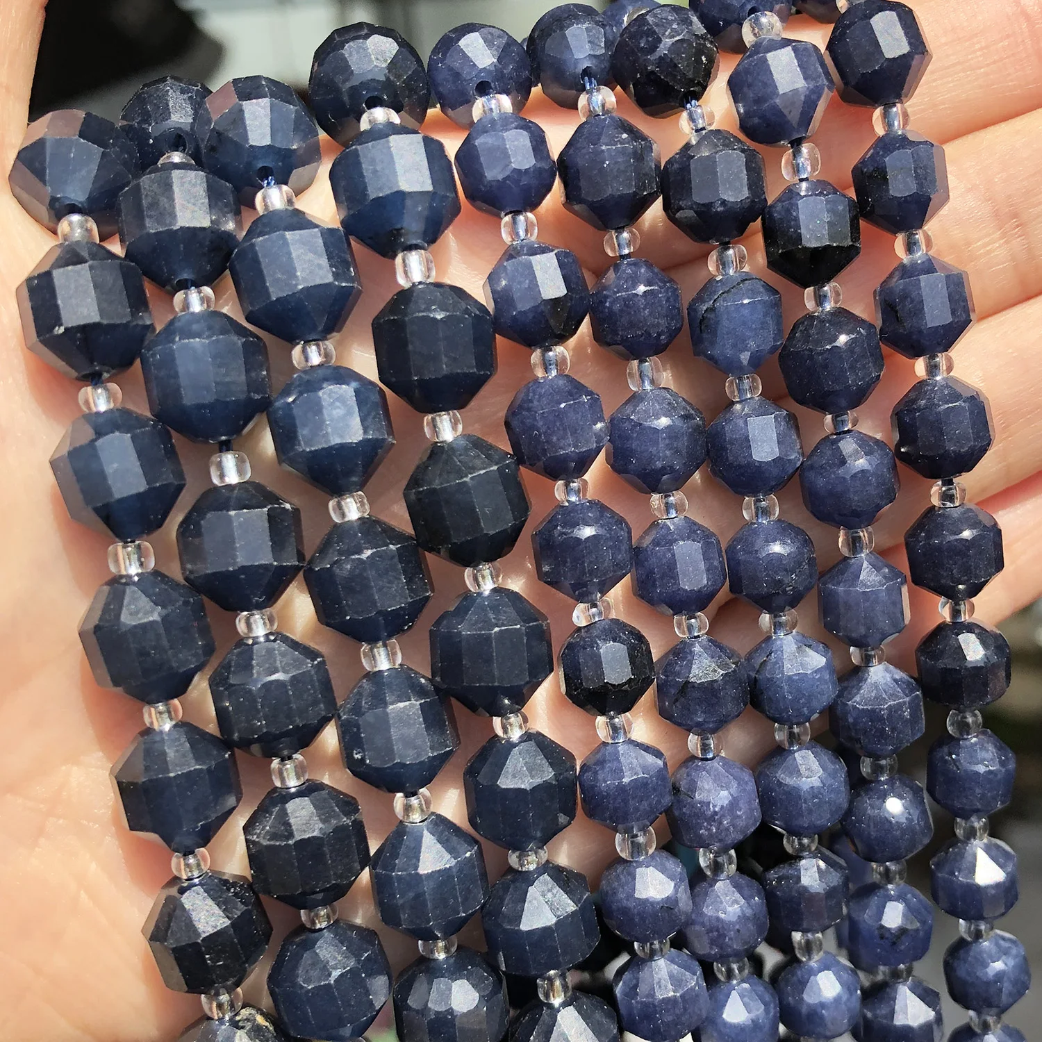 AA Natural Dark Blue Sapphire Stone Beads Micro Faceted Small Round Loose  Beads for DIY Jewelry Making Bracelet Supplies 15inche - AliExpress