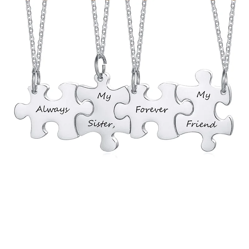 Collana Amicizia Best Friend Con Pietra Naturale Esagonale E Ciondolo Cuore - Acciaio Inossidabile - 5 Pezzi