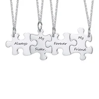 Personalized Puzzle Necklace Friendship Customized Pendant 2/3/4/5 Pieces Best Friends BFF Stainless Steel Bridesmaid Gift