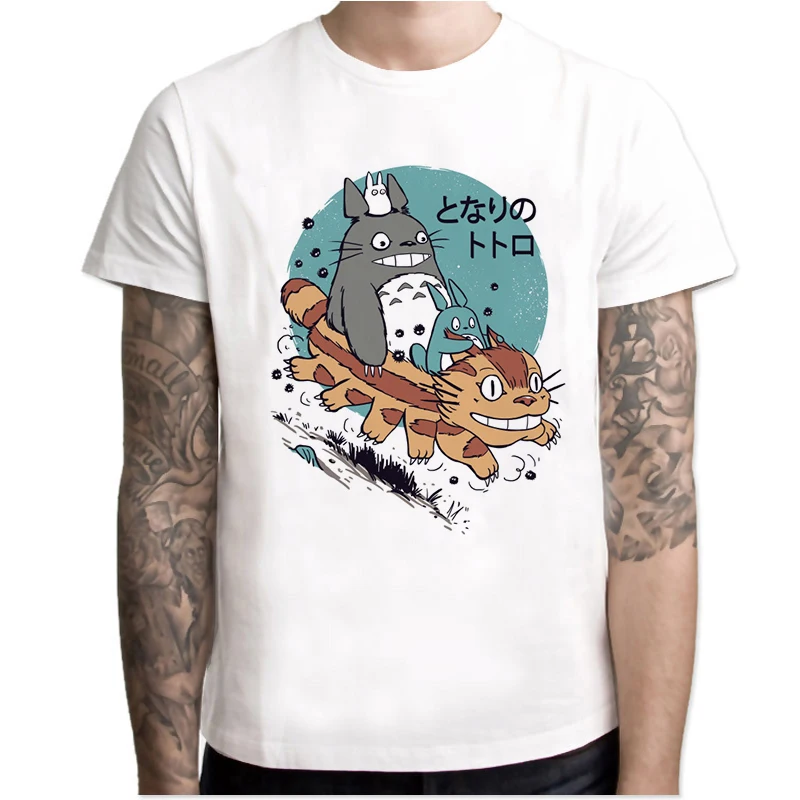 Футболка Тоторо из японского аниме, Мужская студийная футболка Ghibli Miyazaki Hayao, аниме дух, футболка для мужчин и женщин, одежда с героями мультфильмов, летняя футболка