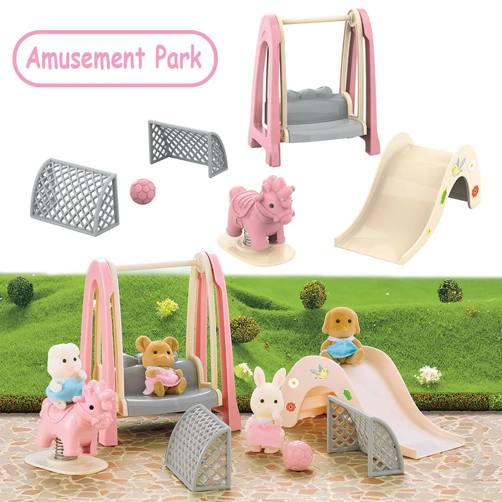 2021new 1/12 Slide Miniature Items Animal Baby Amusement Park Furniture For Dolls Forest Family Rocking Horse Toys Pretend Play |