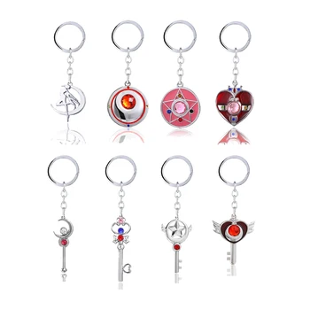 

20pcs Anime Sailor Moon Keychain Cute Figure Tsukino Usagi Luna Heart Moon Pendant Cosplay KeyChains Keyring Costume Accessories
