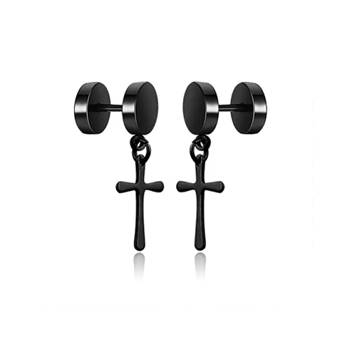 Styles 1 pair Punk Black Stainless/Titanium Steel Stud Earrings For Men and Women Gothic Street Pop Hip Hop Ear Jewelry
