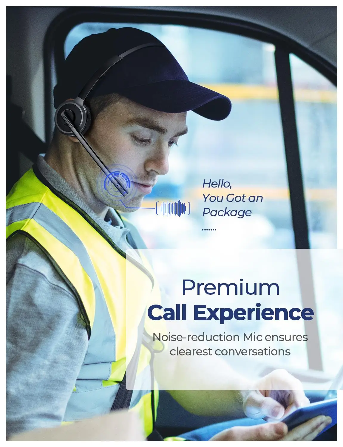 Mpow Bluetooth Headset for Trucker Office Headset with Noise-Suppressing Mic Bluetooth4.1 180H Charging Base Traffic Headset