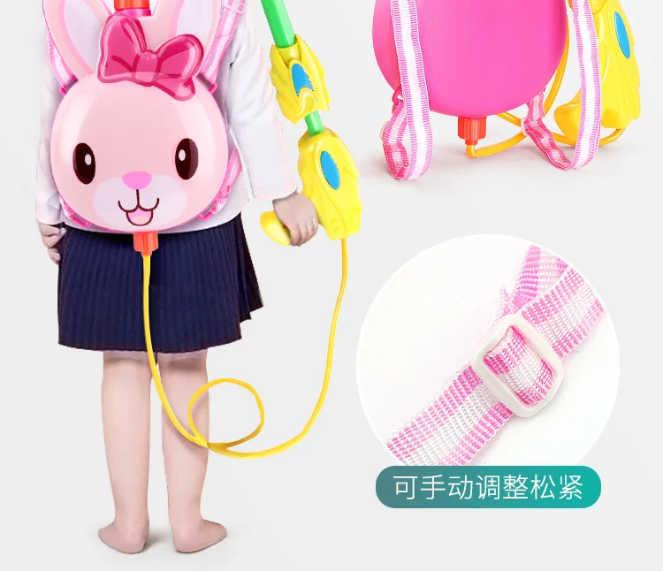 Children Summer Outdoor Beach Water Toys Cartoon Chicken Water Gun Pressure Pull-out Backpack Water Gun
