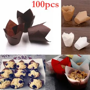 

100 Pcs Cupcake Wrappers Tulip Cupcake Wrappers Liners Tulip Shape Muffin Cases Cake Cup Wedding Birthday Party Favors