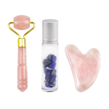 

Multifunctional Gem Stone Set Single Jade Roller Home Massager Scraping Plate Handmade Reusable Natural Essential Oil Bottle