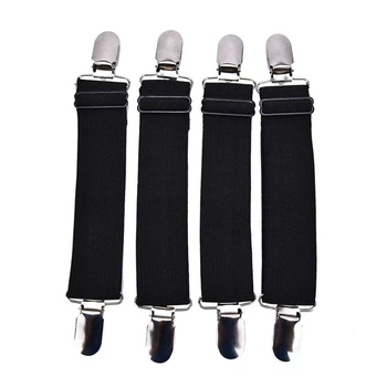 

Sheet Straps Adjustable Bed Corner Holder Elastic Straps Fasteners Clips Grippers Mattress Cover Sheet Bed Suspenders, Black, Pa