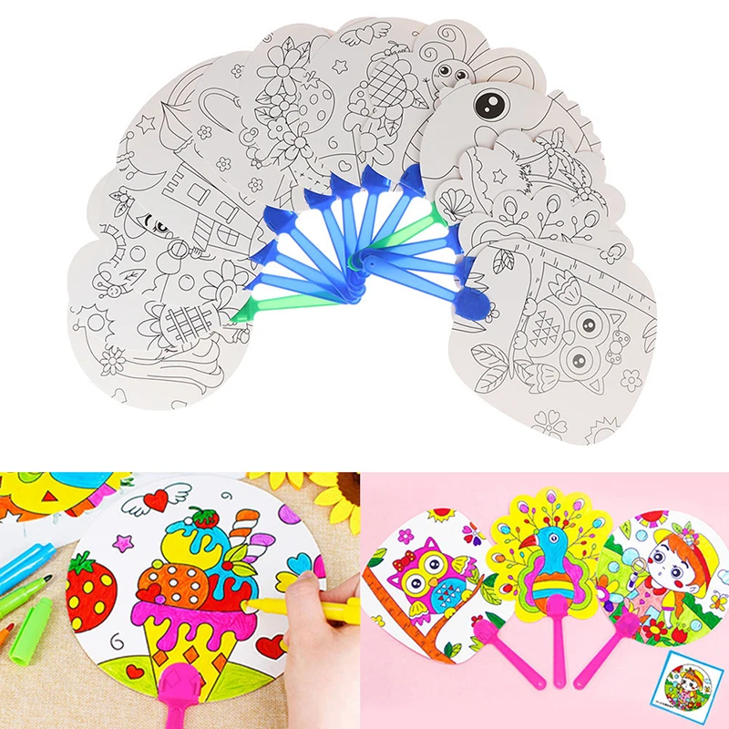 DIY para colorear, abanico de mano de dibujos animados para niños, Material  artístico de papel para jardín de infantes, juguete de dibujo, regalos para  niños|Juguetes para dibujar| - AliExpress