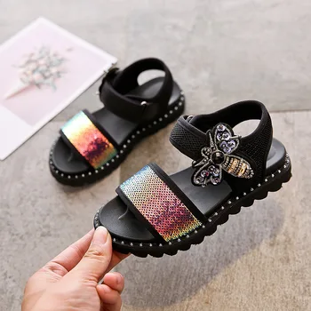 

Girls Shoes Summer CHILDREN'S Sandals Girls Sandals 2020 New Style Korean-style Princess Shoes Big Boy Sequin Sandals Fashion