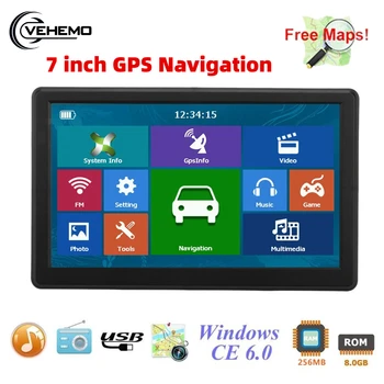 

Car Radio GPS Navigation 7 inch 256MB+8GB Touch Screen Auto FM Radio Free Maps Wince System With USB Plug Car Multimedia Player