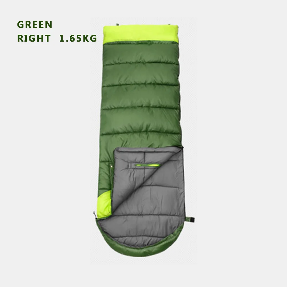 GREEN RIGHT 1.65 Сверхлегкий пуховый спальный мешок для взрослых, двойной спальный мешок, хлопковый спальный мешок для 3 сезонов, спальный мешок, воздушный конверт - Цвет: GREEN RIGHT 1.65