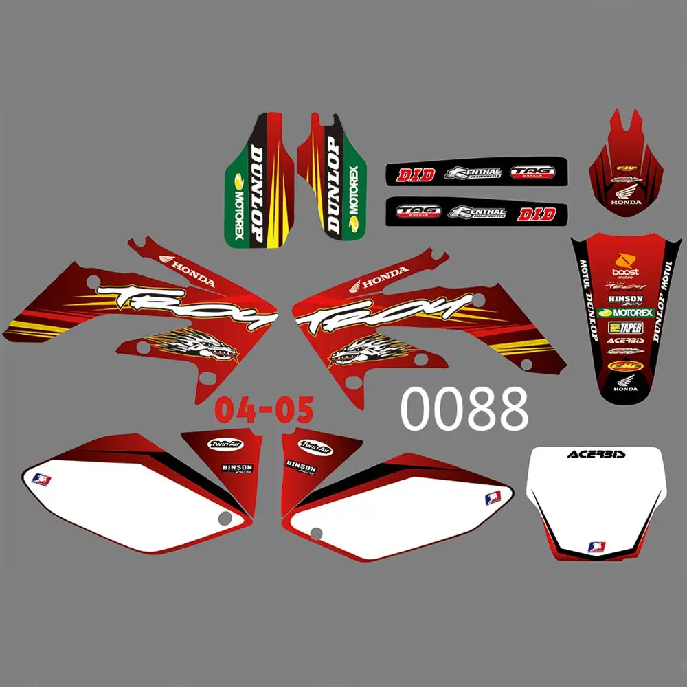 

New Full Graphics Decals Stickers Custom Number Name Glossy Bright Stickers Waterproof for HONDA CRF250 CRF250R 2004 2005