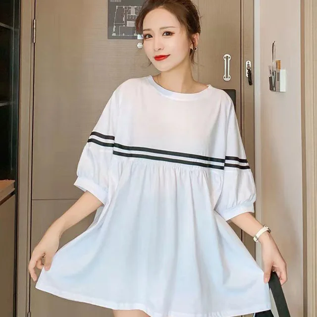 Oversized T-shirt Women's Streetwear Korean Fashion Stripes Loose Style Plus Size Summer Clothes Pullover Top Clothing Female - Image 3