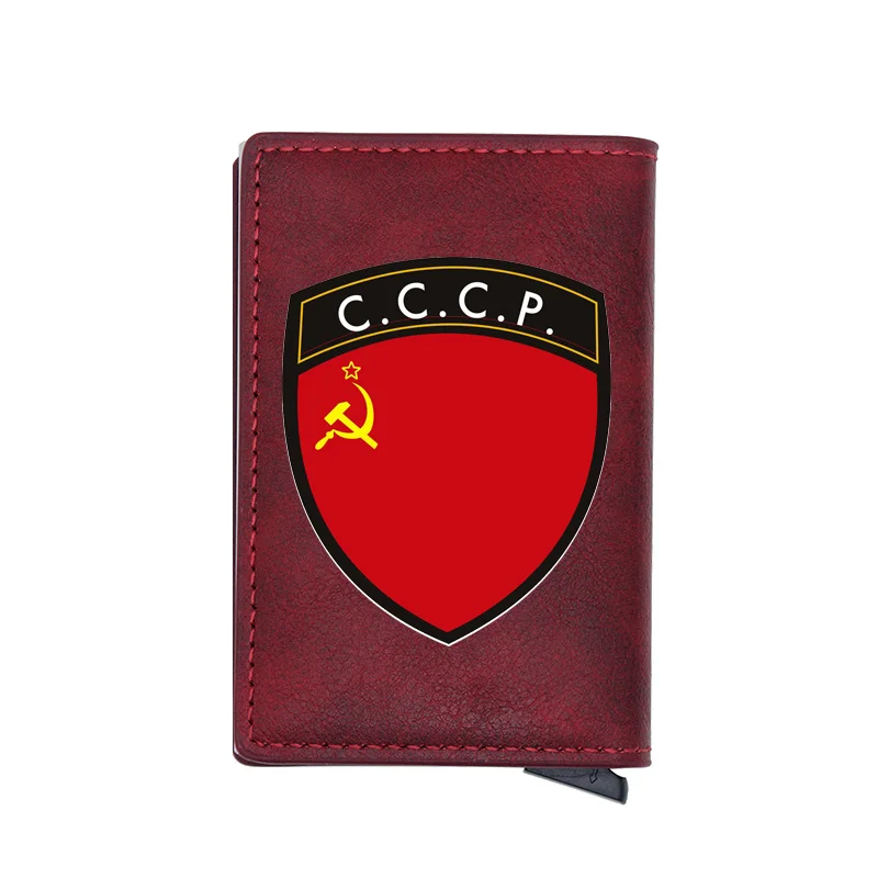 Кожаный кошелек с цифровым принтом CCCP для мужчин и женщин ретро бумажник